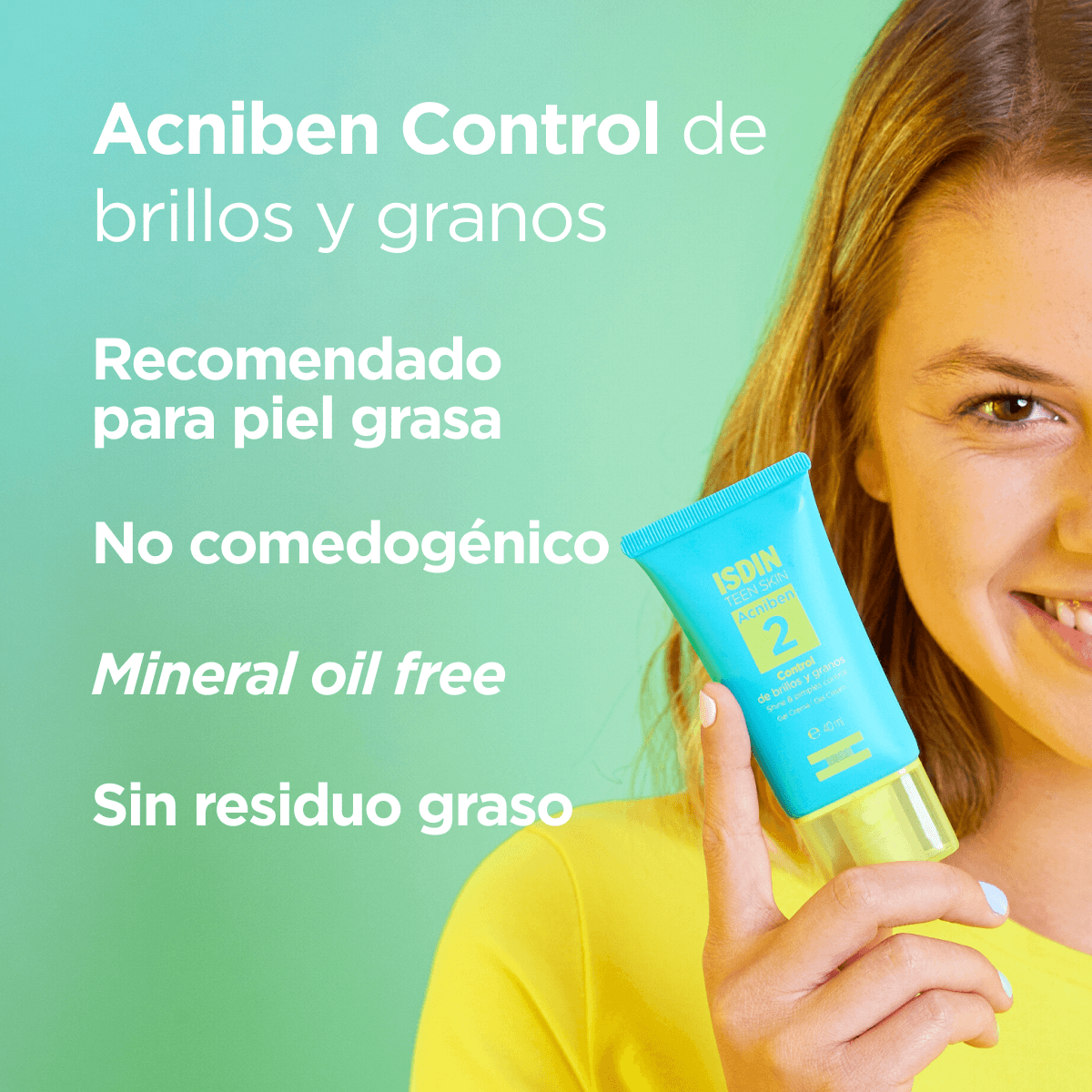 Isdin. Acniben. Gel crema facial. Control de brillo e imperfecciones. 40ml