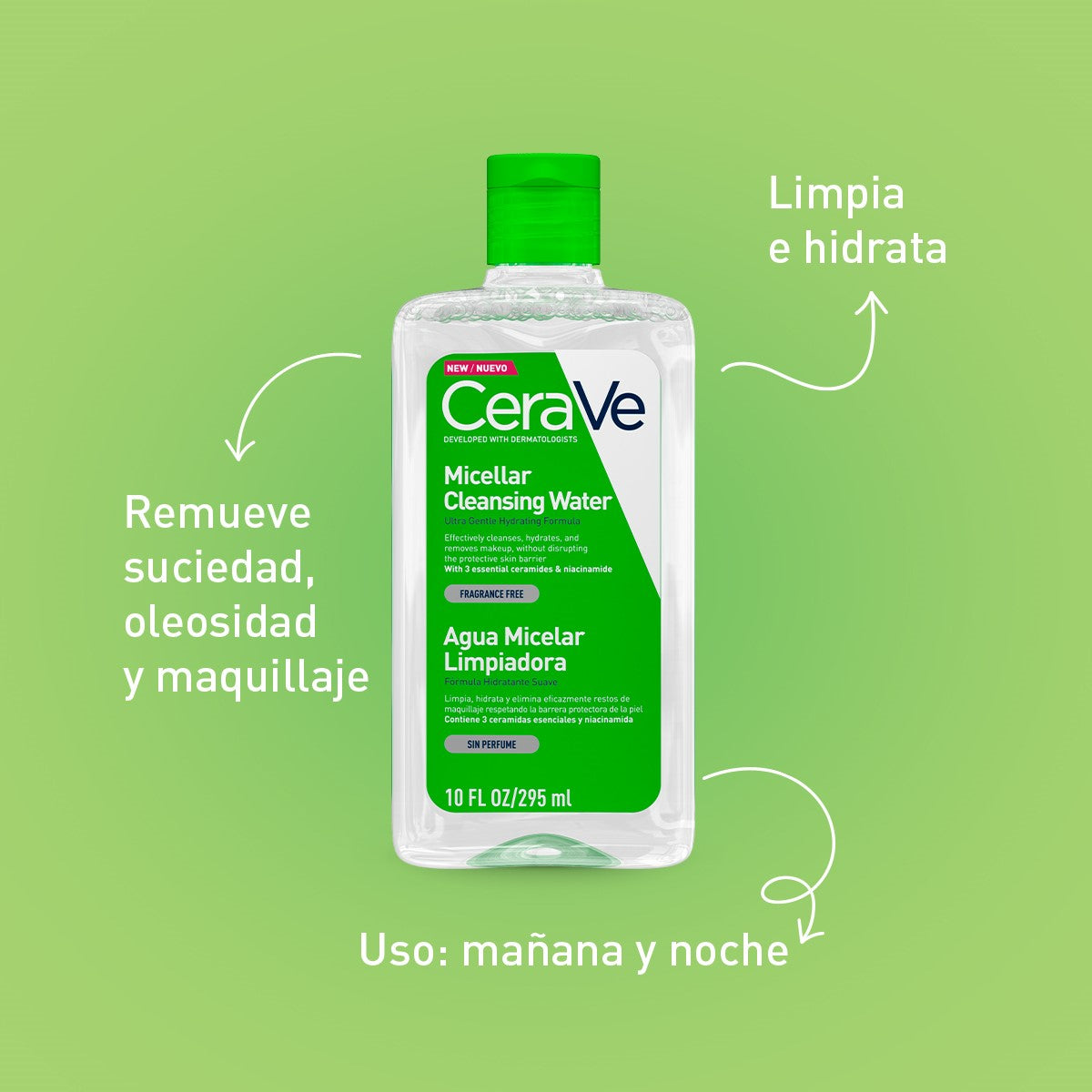 Cerave. Agua micelar limpiadora. 295ML