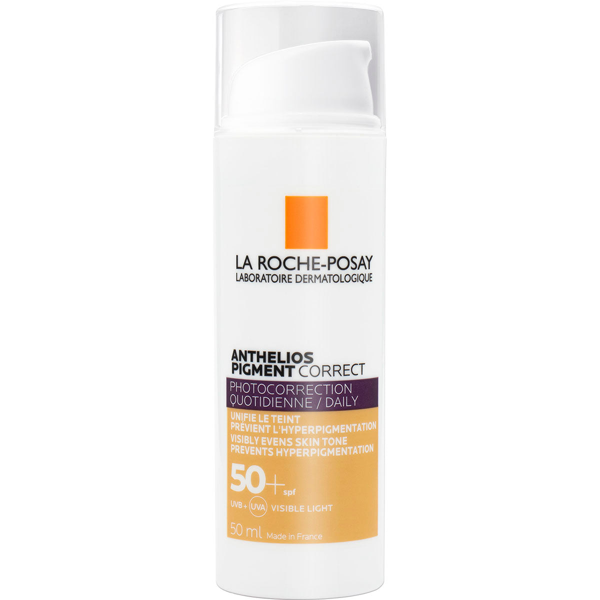 La Roche-Posay. Anthelios. Pigment correct. Tono light. Fotoprotector facial anti manchas.  FPS50+. 50ml