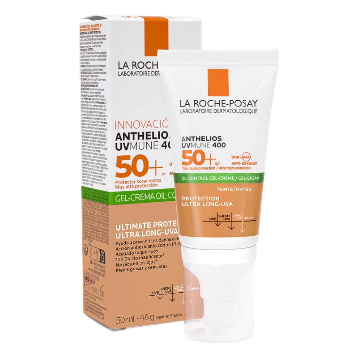 La Roche-Posay. Anthelios. Oil Control. Gel-Crema con color. Toque Seco. Fotoprotector anti brillo FPS50+. 50ml