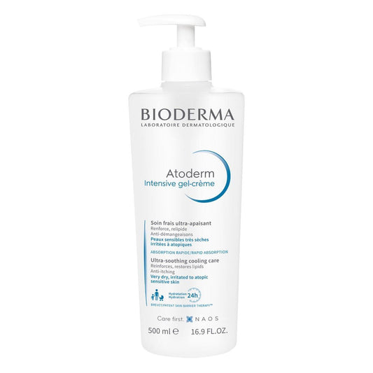 Bioderma. Atoderm Intensive Gel-Crema. Hidratante para piel muy seca, irritada o atópica. 500ml