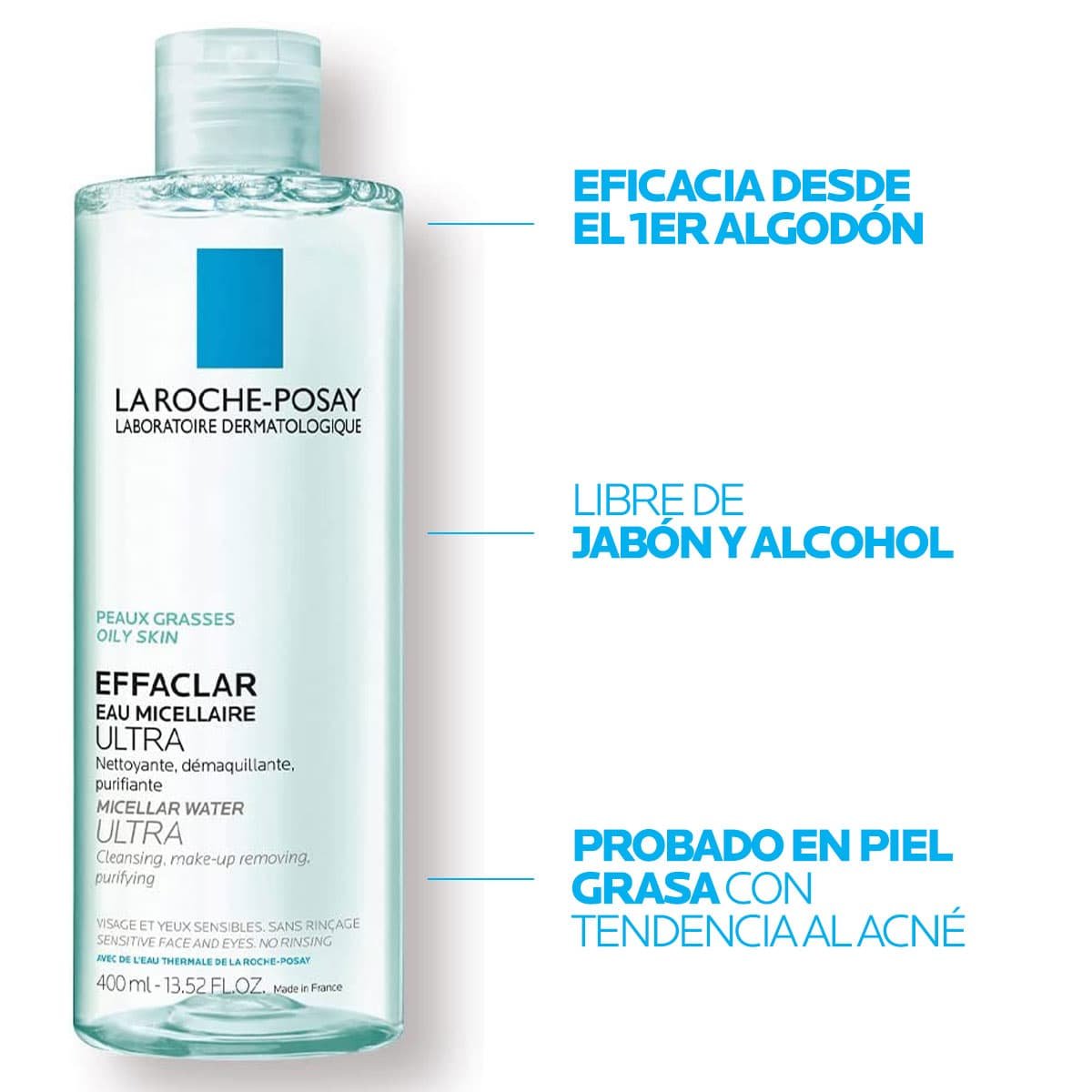 La Roche-Posay. Effaclar. Agua Micelar Ultra. 400ml