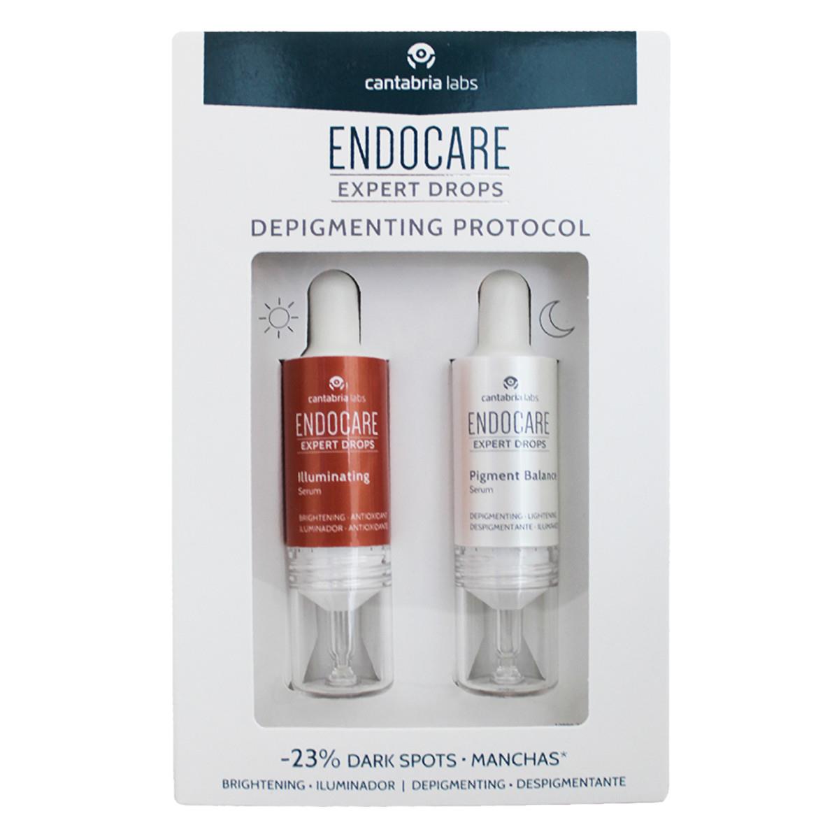 Cantabria Labs. Endocare Expert Drops. Despigmenting protocol. Iluminador y despigmentante. 2x10ml