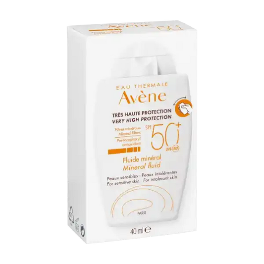 Avene. Fluido mineral sin color. FPS50+. 40ml