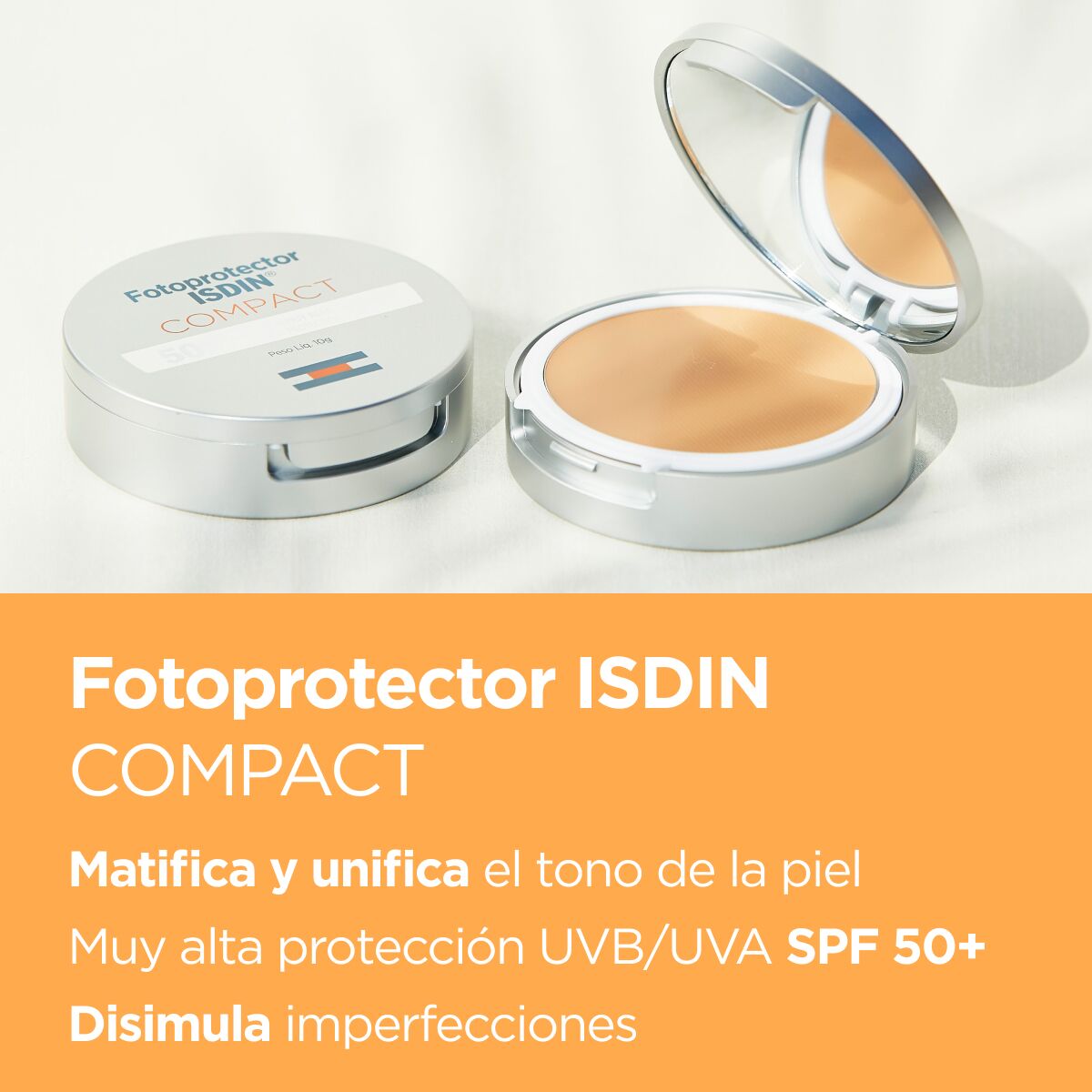 Isdin. Fotoprotector. Compacto. Tono Arena. FPS50+. 10gr