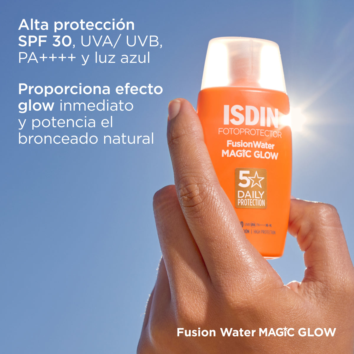 Isdin. Fusion Water Magic Glow. FPS30. Protector solar con efecto glow. 50ml