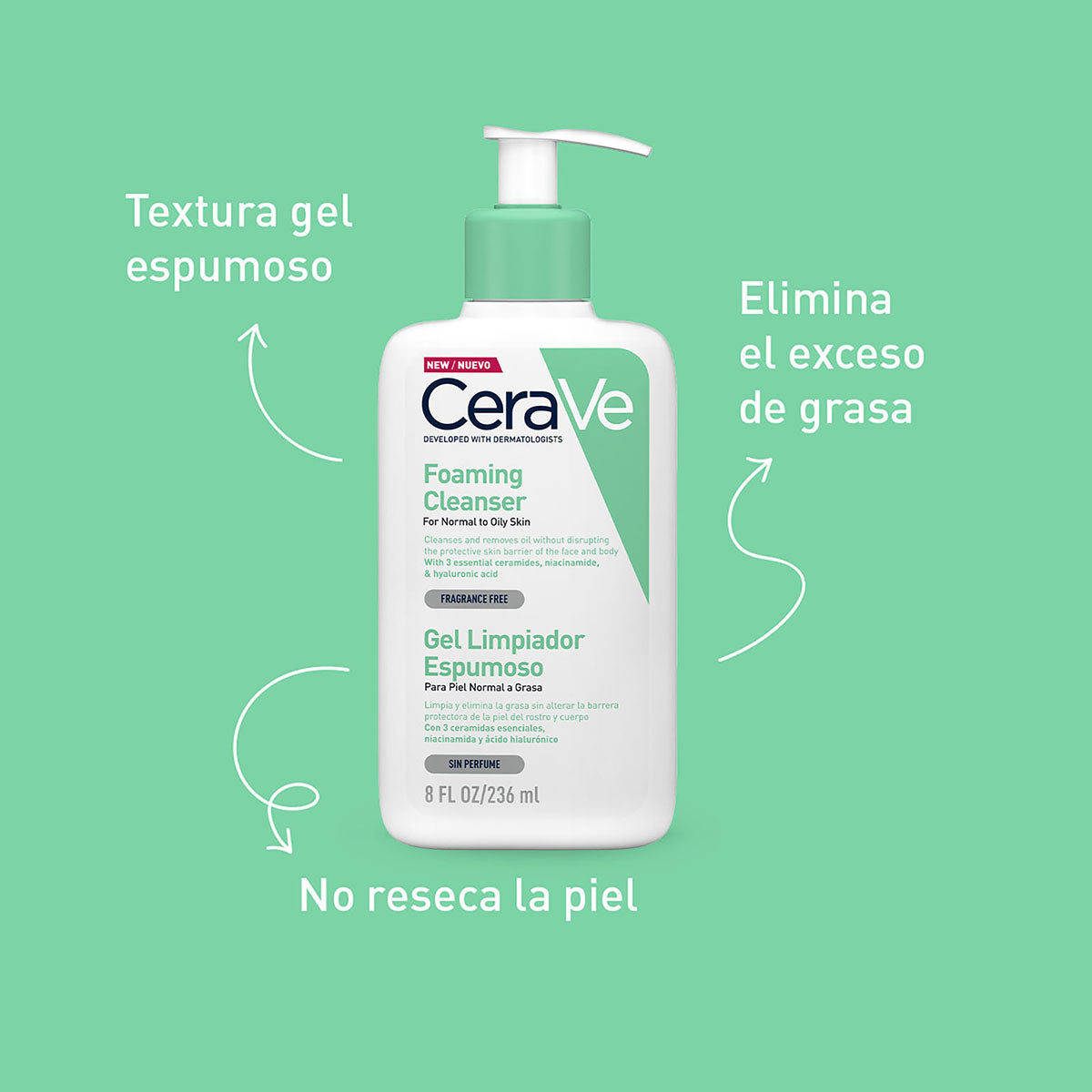 Cerave. Gel limpiador espumoso. 236ML