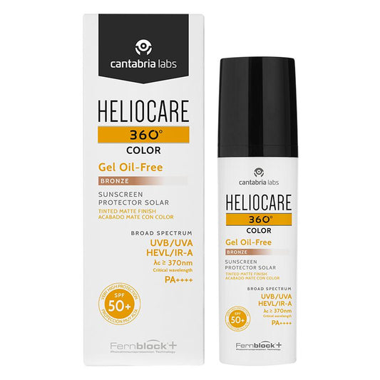 Cantabria Labs. Heliocare 360 Color Gel Oil-Free. Fotoprotector para piel grasa. Tono Bronze. SPF 50+. 50ml