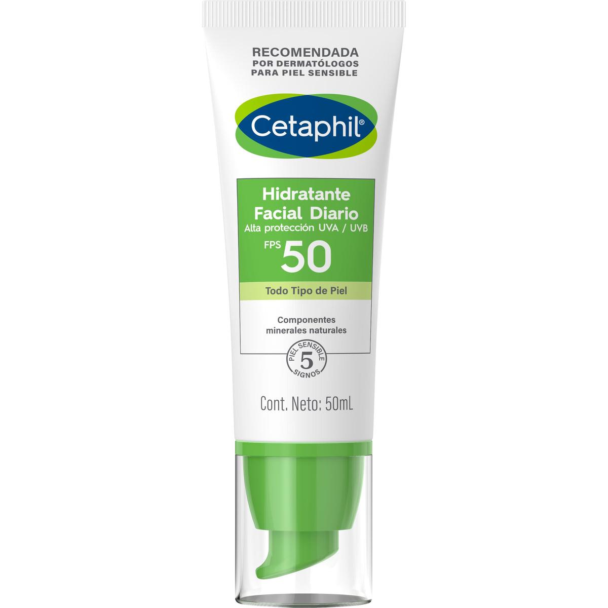 Cetaphil. Crema hidratante facial diario. FPS50. 50ML