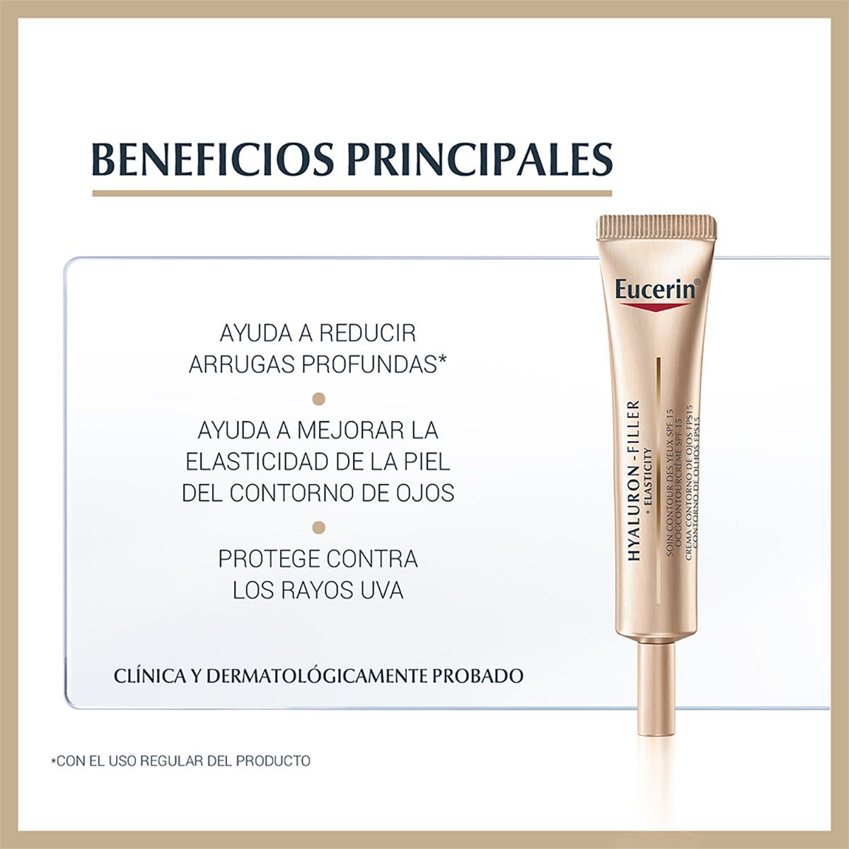 Eucerin. Hyaluron filler + elasticity. Contorno de ojos. 15ml