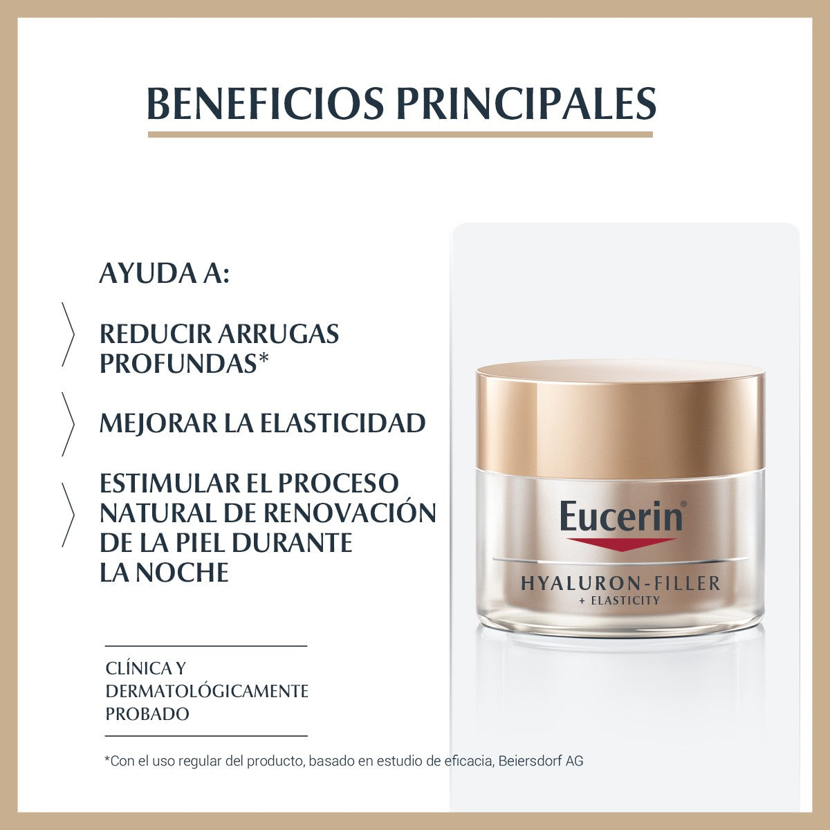 Eucerin. Hyaluron filler + elasticity. Crema de noche. 50ml