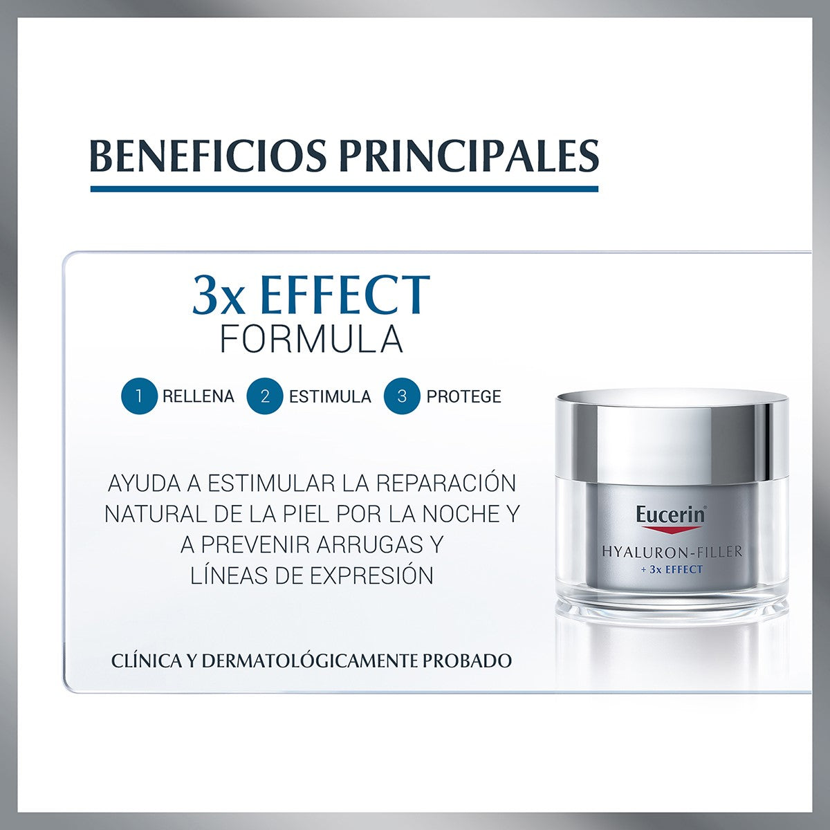 Eucerin. Hyaluron Filler + 3D effect. Crema facial de noche. 50ml