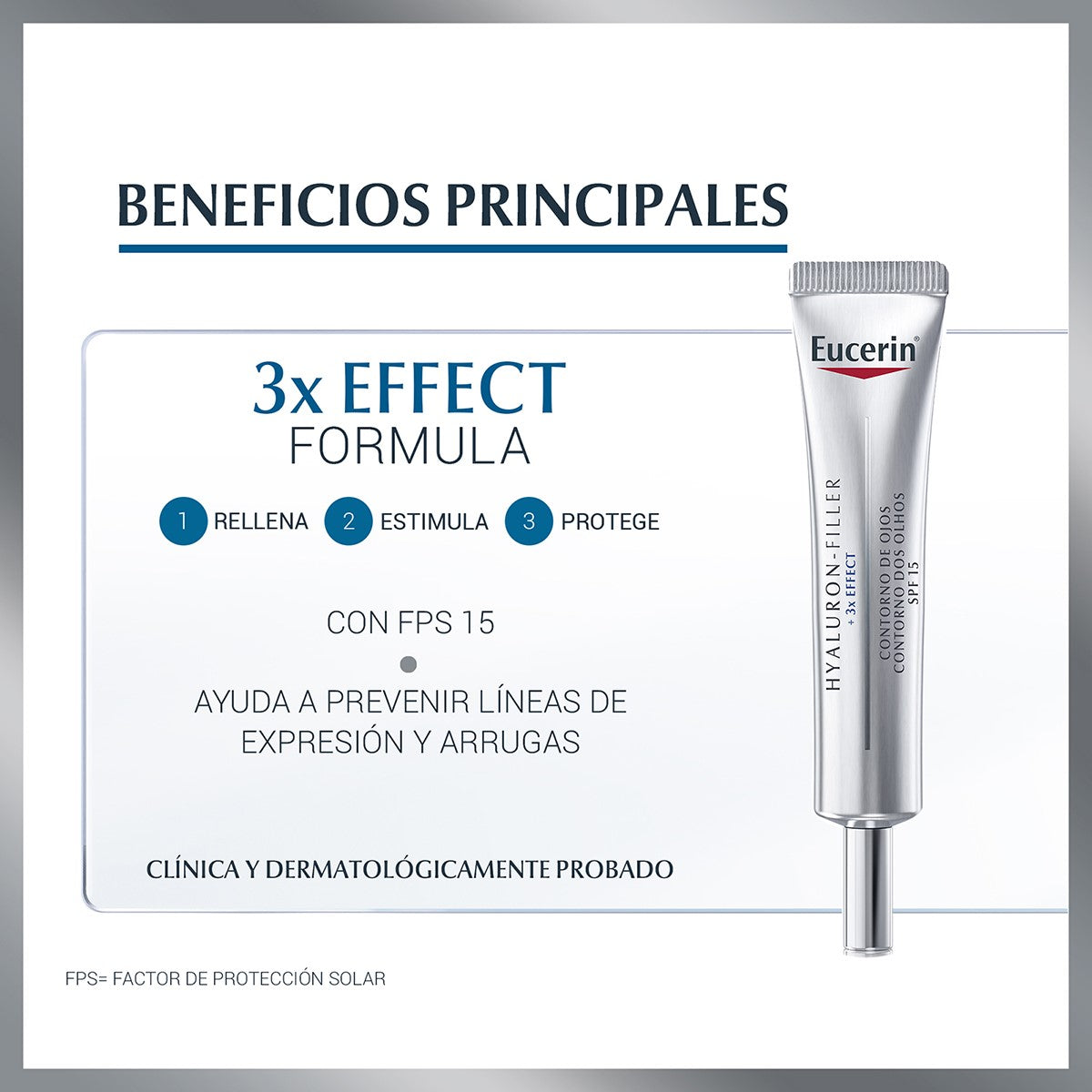 Eucerin. Hyaluron filler + 3x effect. Contorno de ojos FPS15. 15ml