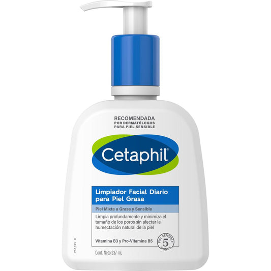 Cetaphil. Limpiador facial diario para piel grasa. 237ml