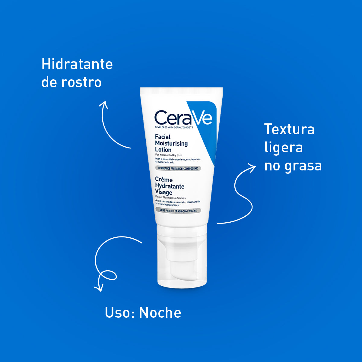 Cerave. Loción hidratante de rostro. Noche. 52ml