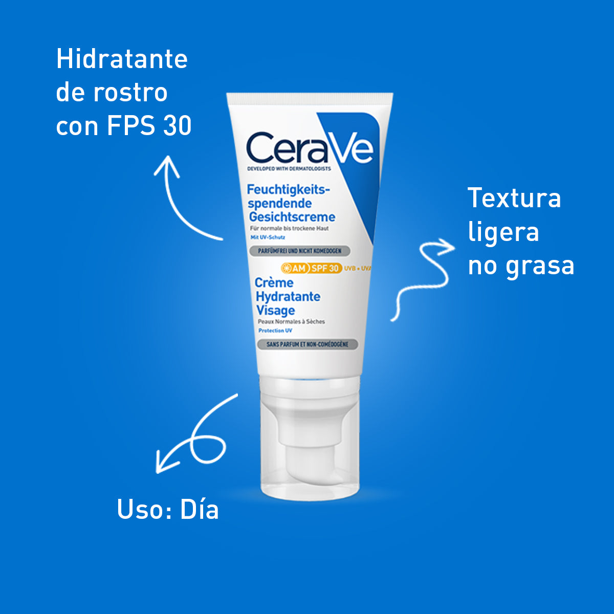 Cerave. Loción hidratante de rostro. FPS30. Día. 52ML