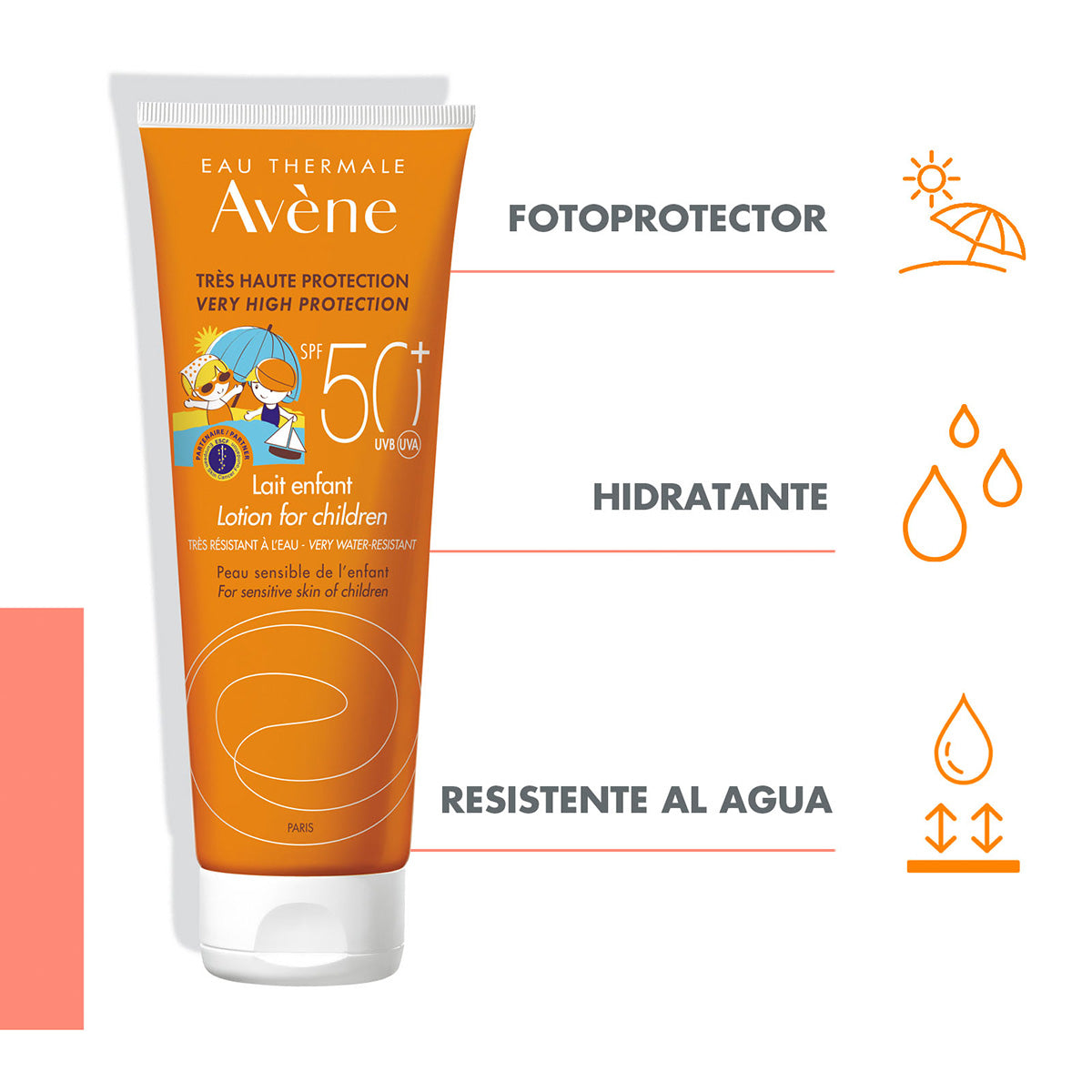 Avene. Leche niños FPS50+. 250ml