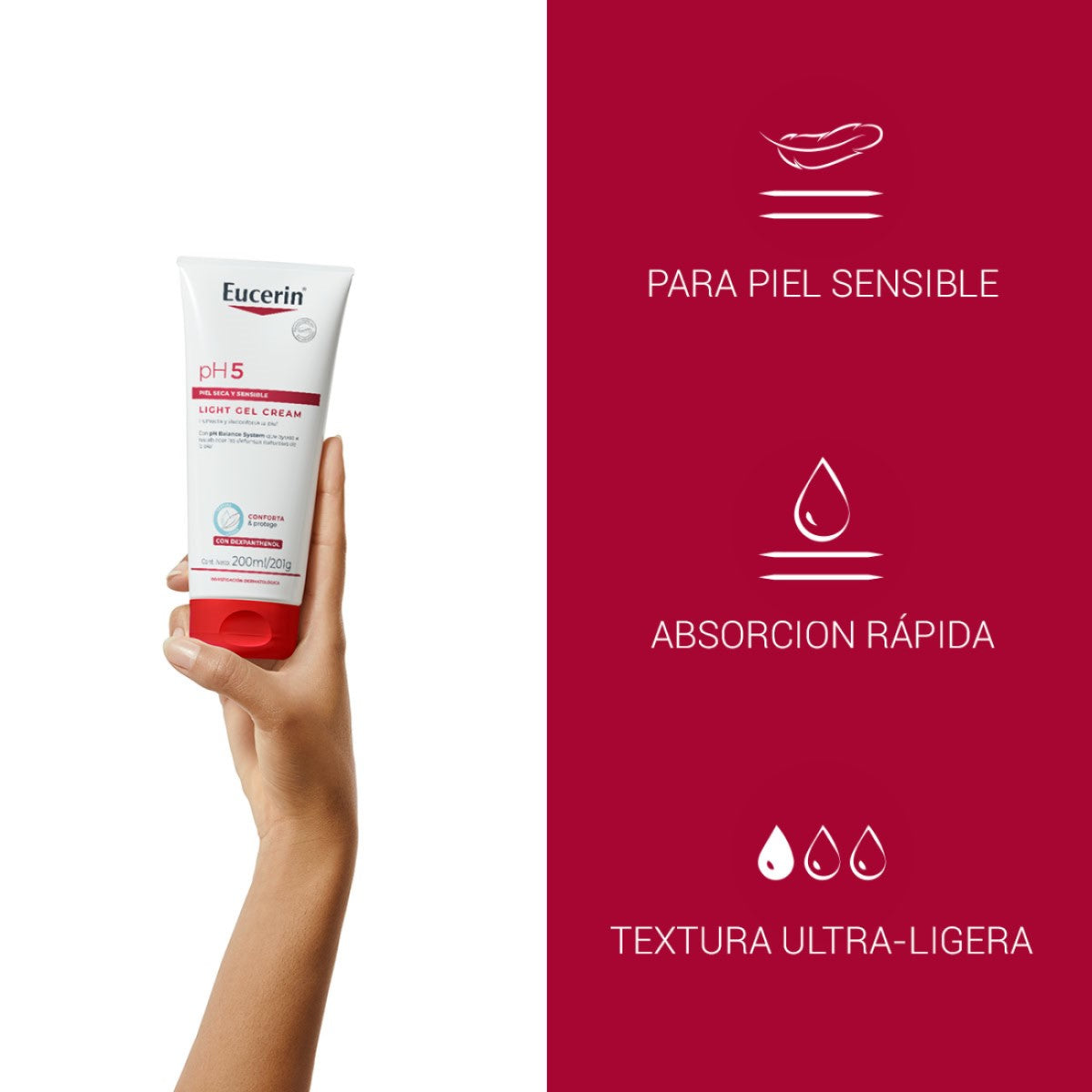 Eucerin. pH5. Light gel cream. Piel Normal a Seca y sensible. 200ml