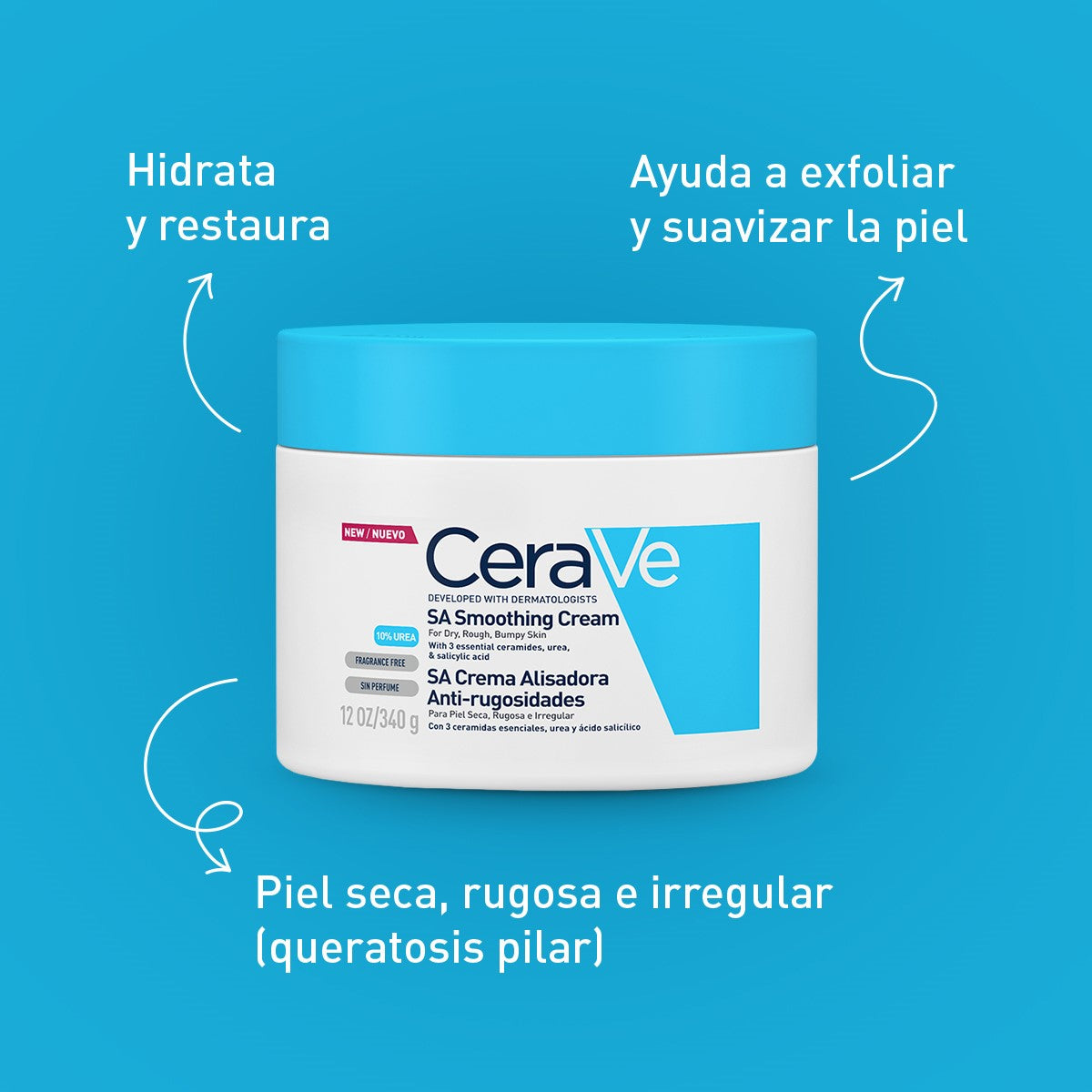 Cerave. SA Crema alisadora antirrugosidades smoothing. 340ML