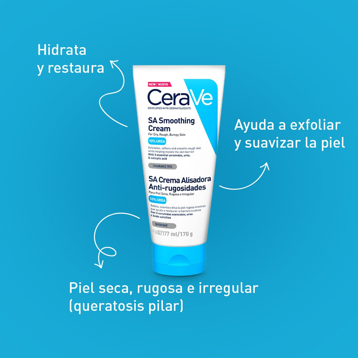 Cerave. SA crema alisadora antirrugosidades smoothing. 170ML