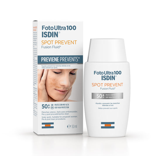 Isdin. FotoUltra 100. Spot Prevent. Fusion Fluid. FPS50+. 50ml