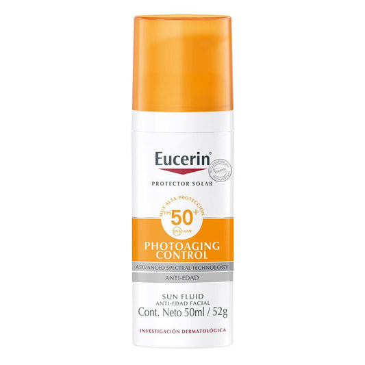 Eucerin. Sun facial. Photoaging control. Protector solar antiedad. Tono neutro. FPS50+ 50ml