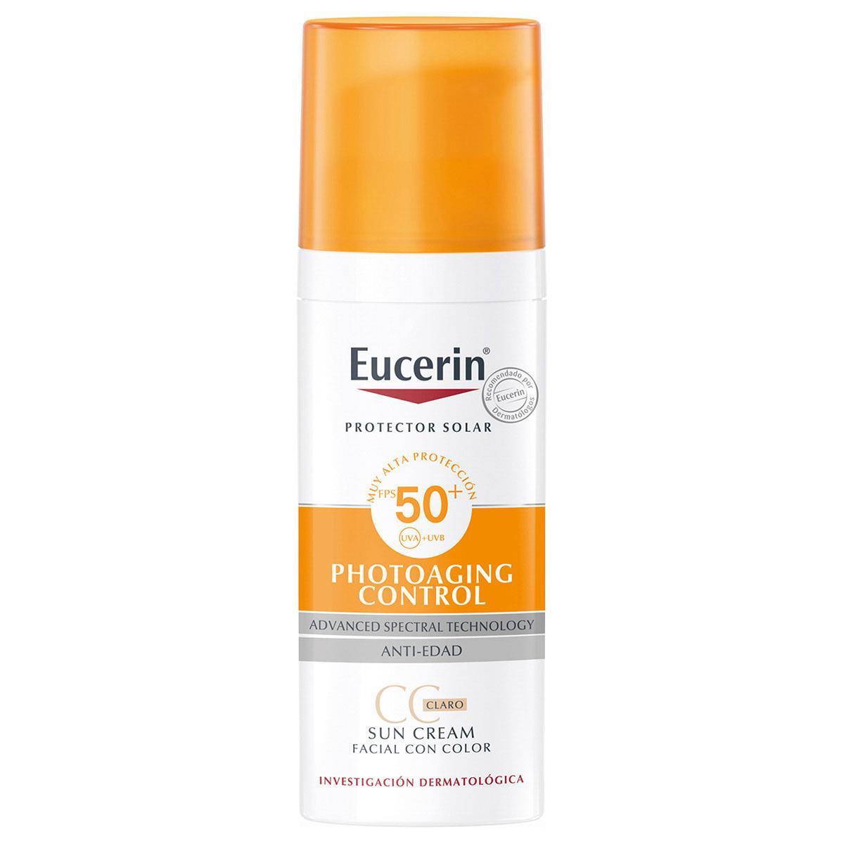 Eucerin. Sun facial. Photoaging control. Tono claro. Protector solar antiedad. FPS50+. 50ml