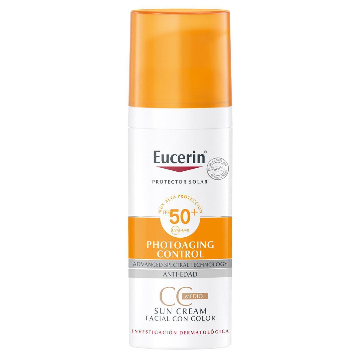 Eucerin. Sun facial. Photoaging control. Tono medio. Protector solar anti-edad. FPS50+. 50ml