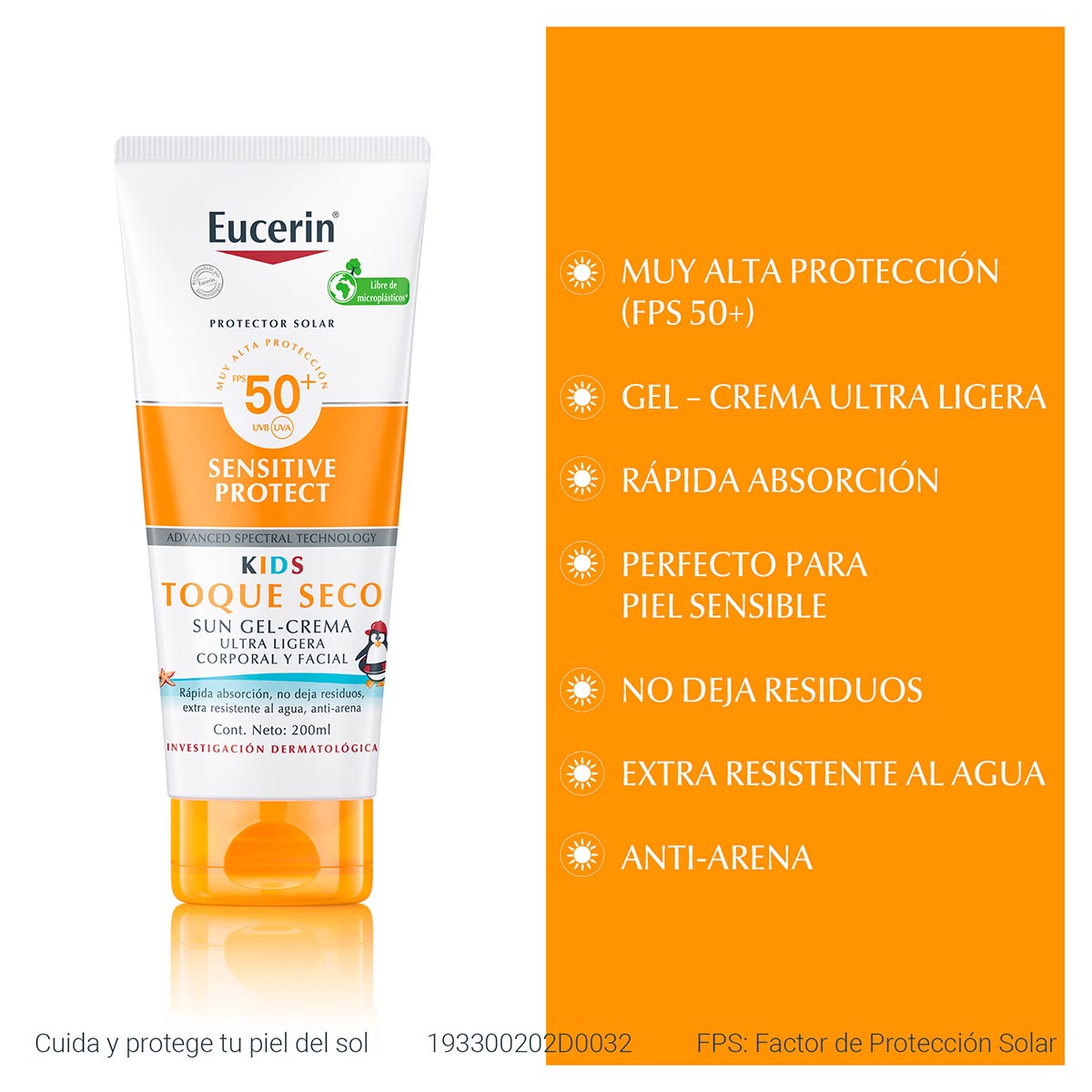 Eucerin. Sun Kids. Gel Crema Dry Touch. FPS50+. 200ml