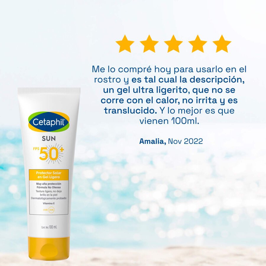 Cetaphil. Sun. Protector solar en gel ligero. Con color. FPS50+. 50ml